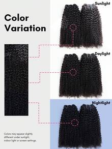 6件組 Kinky Curly 人髮束 短捲髮接髮片 自然黑 縫接髮片 - Natural Black - 查看 8