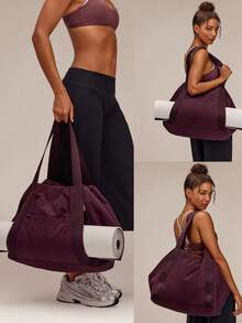 GLOWMODE 26L Maxi Zen Moves Water-Resistant Yoga Mat Storage Pocket Tote Bag Yoga Studio Gym Daily Casual Wear - Burgundy - View 8
