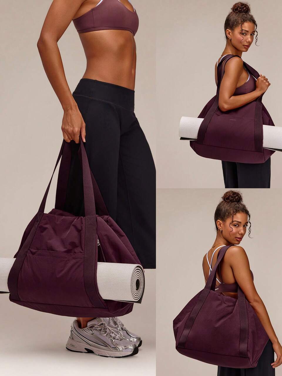 26L Maxi Zen Moves Water-Resistant Yoga Mat Storage Pocket Tote Bag Yoga Studio Gym Daily Casual Wear