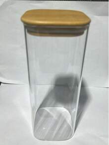 1 Square Glass Jar With Bamboo Lid For Storing Spices, Glass Kitchen Container, Glass Jar With Lid, Kitchen Jar And Lid - Multicolor - View 8