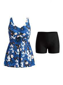 Swim Lushoire Conjunto de tankini de traje de baño con estampado floral de talla grande - Multicolor - Ver 7