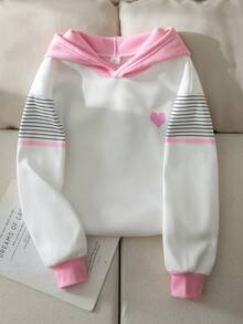 SHEIN 青少年女孩開學連帽外套 極簡復古可愛 Y2K 風格舒適穿搭 - 白色 - 查看 1