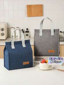1 pieza Bolsa de almuerzo minimalista, Bolsa térmica reutilizable, Bolsa de bento de gran capacidad - Multicolor - Ver 1