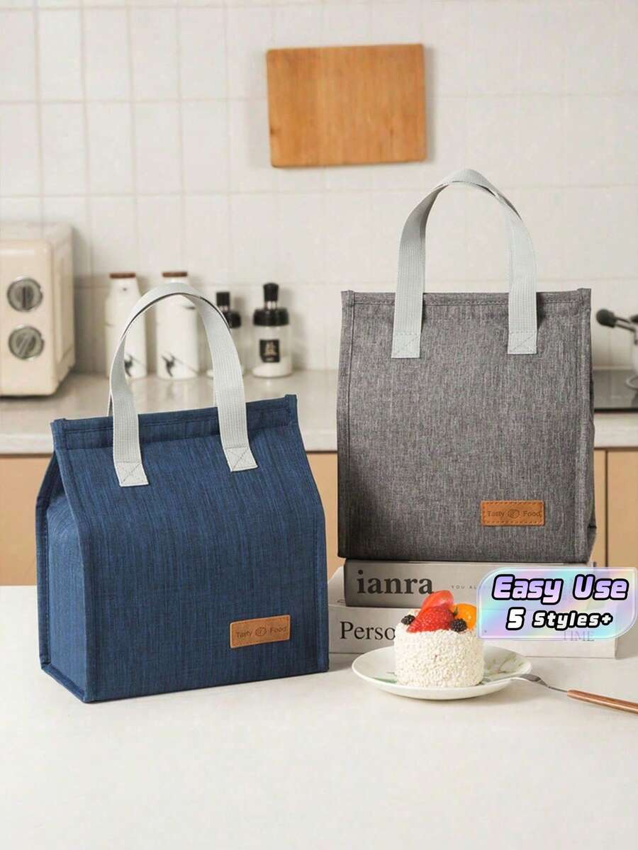 1 pieza Bolsa de almuerzo minimalista, Bolsa térmica reutilizable, Bolsa de bento de gran capacidad - Multicolor - Ver 1