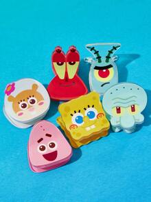SpongeBob SquarePants | SHEIN 6件組可愛卡通圖案壓克力髮夾，禮物，髮飾夾 - 彩色 - 查看 2