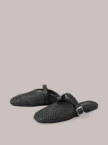 Styleloop Ladies, Willow Nails, Buckles, Flat Shoes. - Black - View 3