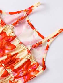 SHEIN 女童3件套洋裝，清新彩色花卉印花細肩帶A字軟質洋裝，充滿夏日活力與童年純真，適合外出、度假與夏季穿著 - 彩色 - 查看 10