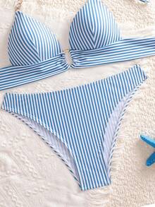 Swim Vcay Vacation Beach Striped Two-Piece Swimsuit - Multicolor - View 6
