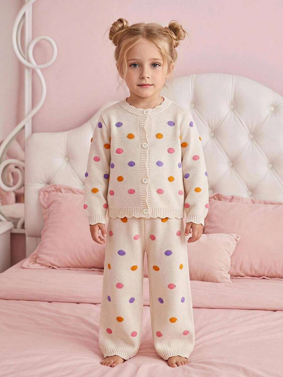 Blossori Young Girls Cardigans Autumn/Winter Red Fitted Round Neck Sweater Jacket - Multicolor - View 1