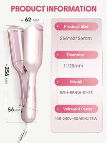 SHEGLAM HAIR Cupid's Charm Beach Babe Hair Waver,Pink Ionic Hair Curler - 25mm EU Plug,Waver Curling Iron,2 Barrel Hair Crimper With Anti-Scald,50 Million Ions & 10 Min Quick Wave,Smart Timer & Adjustable Temps,Easy To Use Hair Tool For Women Gift Pink Makeup Beach Festivals Hair Care Y2K Vacation Summer Hair Accerssories Back To School Home - Baby Pink - View 14