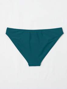Swim Basics 女款夏季極簡純色深綠色三角比基尼泳褲泳衣 - 綠色 - 查看 2