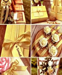 1 Rollo de Cinta de Satén de Poliéster - Caja de Regalo, Caja de Dulces, Caja de Pastel, Cinta de Decoración de Flores Frescas (Teñida a Máquina con Ligera Diferencia de Color) - Dorado - Ver 5