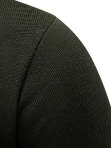 Manfinity Homme 男士純色高領長袖休閒保暖毛衣 正式款 - 軍綠色 - 查看 5