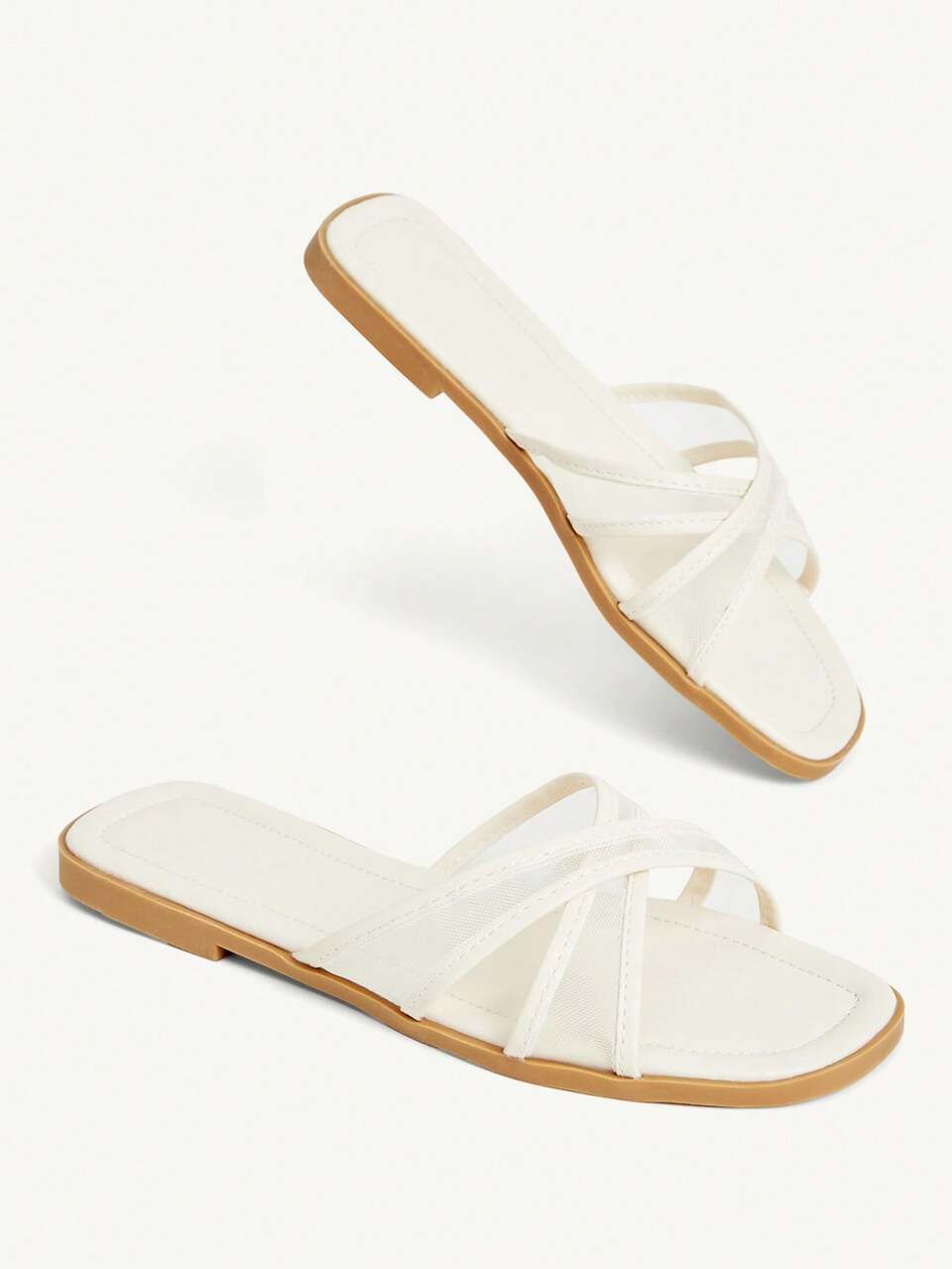 CUCCOO CHICEST Simple Cross-Strap Slippers Women's Outerwear Flat-Bottomed Soft-Soled Commuter Versatile Women's Shoes