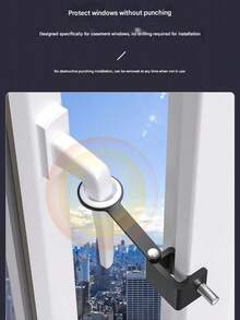 1 Easily Installable Adjustable Window Lock, No Drilling Required, Detachable Window Stop Handle, Fixed Furniture And Door Latch - multicolor - View 5
