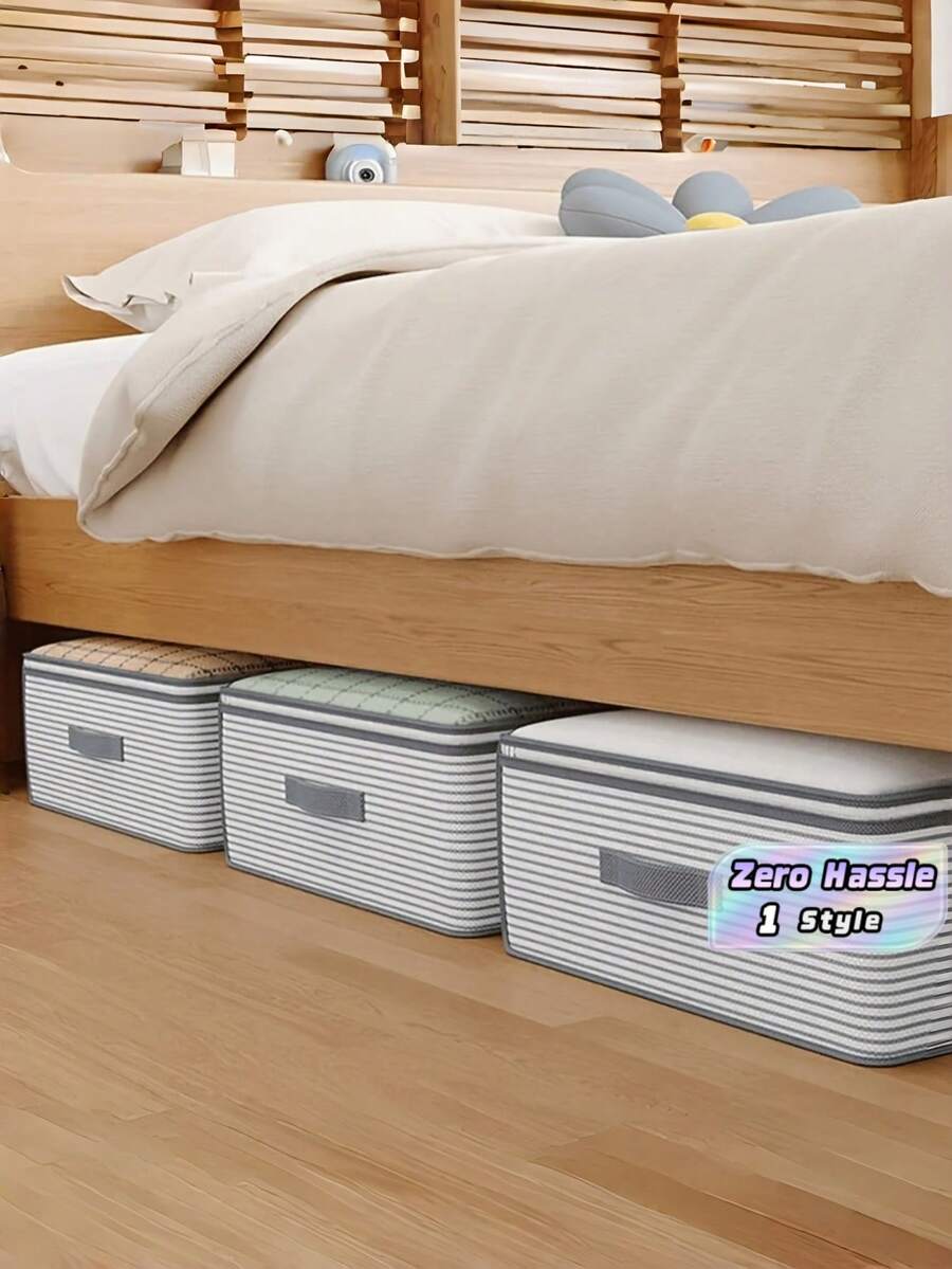 1pc Large Capacity Clothes Storage Bag With Clear Window, Flip Top Closet Underbed Travel Organizer - Multicolor - View 1