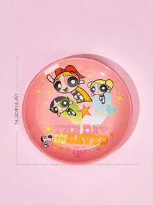 THE POWERPUFF GIRLS X Joivida 1 pieza Plato de cena de cerámica rosa X Joivida, diseño de dibujos animados divertido, perfecto para el hogar, la cocina, como plato para aperitivos, dulces, postres, pasteles, frutas, ideal para la familia, fiestas, picnics, bodas, un regalo divertido para los fans - Multicolor - Ver 3