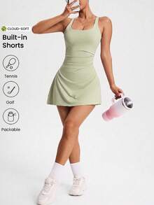 CourtClass CourtClass Women's Solid Color Sleeveless Sports Dress - Green - View 1
