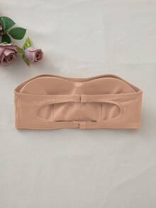 SHEIN Bralette And Wireless Bra With Padding, Straight Band - Khaki - View 6