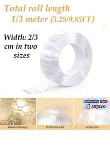 Heavy-Duty Waterproof Double-Sided Nano Tape – Ultra-Strong Adhesion, Reusable, And Multi-Purpose; Perfect For Christmas Decorations And Crafting-An Essential For Everyday Household Use. - Transparent - View 2
