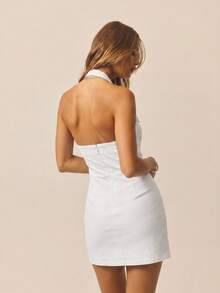 Aralina Vestido mini con detalle de hebilla halter - Blanco - Ver 3
