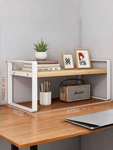 1 Buah Rak Penyimpanan Meja Multilayer dengan Tinggi yang Dapat Diatur, Rak Buku, Dudukan Komputer, Lemari Dokumen, Tempat Perlengkapan Kantor, Bahan Tahan Lama, Warna Netral, Pengatur Meja untuk Rumah, Kantor, Asrama Mahasiswa, Ruang Belajar, Kamar Tidur, Penghemat Ruang Penyimpanan - Putih - View 6