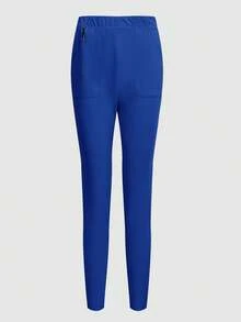 TaskEZ Conjunto de uniforme médico con top de manga corta y pantalones largos - Azul - Ver 5
