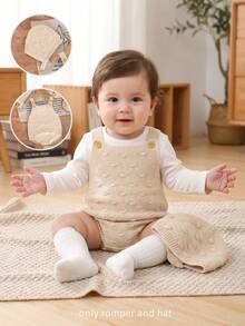 SHEIN Vintaside Kids 女嬰純色休閒百搭日常穿著針織連身衣 - 米色 - 查看 1