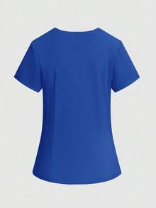 TaskEZ Conjunto de uniforme médico con top de manga corta y pantalones largos - Azul - Ver 3