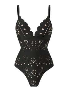 Swim Oasis Baju Renang Terusan Wanita Ukuran Besar dengan Rok, Cocok untuk Liburan Pantai, Pesta Kolam Renang, Pesta Pantai - Hitam - View 4
