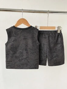 SHEIN Coolqubz 男童背心短裤套装 - 灰色 - 查看 2