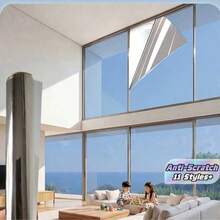 Película de Aislamiento Térmico Plateada de Doble Cara, Película de Protección Solar para Vidrio del Hogar, Bloqueo Fuerte de Rayos UV. Efecto Significativo de Sombreado y Enfriamiento, Diseño Transparente Unidireccional para una Vista Clara, Equilibrando Fácilmente la Protección y la Privacidad - 1PC - Ver 1