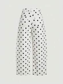 SHEIN MOD 女款波點圖案寬腿寬鬆休閒牛仔褲 - 彩色 - 查看 3