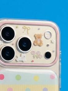 ShellaStory Fresh Polka Dots For Phone 17PM Phone Case 16 Transparent 14 Korean Cute Bear 15 Apple 17 Epoxy, Girl, Creative, Geometric, Card Style, Small Fresh, Clash Color Style, Niche, Ins Style - Clear - View 3