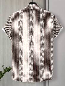 Genlund Men's Short Sleeve Shirt (Print Patchwork) - Coffee Brown - View 2