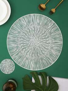 6-Piece Set Of PVC Placemats, Suitable For Kitchen Dining Tables, Indoor/Outdoor Washable Heat-Resistant Placemats, Wiping Table Mats And Coasters, Suitable For Camping, Festivals, Weddings, And Parties. - Silver - View 3