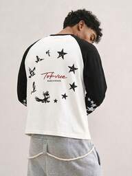 TOKVUE T-shirt à manches longues décontracté pour hommes avec imprimé graphique d'étoile, cadeau d'anniversaire pour petit ami/mari