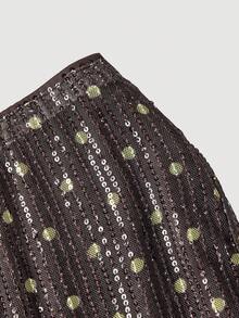 SHEIN x Luisa Sonza SHEIN MOD 女款夏季休閒時尚夜店派對亮片短褲 - 黑色 - 查看 3