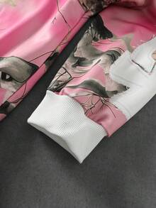 ROMWE MEN Men's Letter Print Hoodie And Drawstring Waist Long Pants Set - Pink - View 6