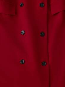 GlowEve Blazer informal de doble botonadura y sin mangas de unicolor - Rojo - Ver 5