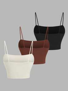 Sweetra Multi-Color Minimalist Versatile Sexy Minimalist Sexy Hot Girl Style Spaghetti Strap Camisole Tank Top Summer New Women's Short Tank Top - Multicolor - View 2