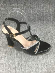 CUCCOO SZL Women's Fashion Elegant Party Diamond Embellished High Heel Sandals - Black - View 10