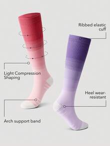 OutZeal 2 Pairs Of Multi-Color Knee-Length Running Compression Socks - Multicolor - View 2