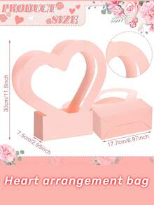 2PCS Heart Shaped Flower Gift Box Foldable Handle Portable Bouquet Bag Paperboard Material Floral Arrangement Container For Valentine Wedding Mother Day Party Celebration Floral Supplies Gift Wrapping Elegant Decoration - multicolor - View 6