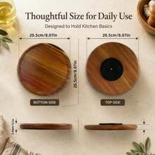 1pc 360 Rotating Wooden Tray, Spice Rack, Kitchen Organizer, Turntable, Multipurpose Wooden Platter, 8-Inch Round Wooden Spice Holder, Suitable For Kitchen Cabinet And Storage, Housewarming, Father'S Day, Graduation Gift - View 4