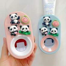 1Pc Cute Panda Automatic Toothpaste Dispenser, Wall Mount No Drill Toothpaste Squeezer, Cartoon Self Adhesive Toothpaste Holder For Bathroom Decor, Ideal Holiday Gift - various - View 2