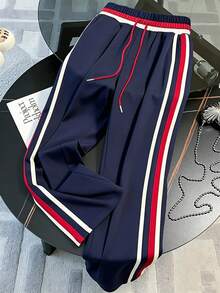 SHEIN Cardigan de manga corta con cuello suelto y pantalones rectos con bolsillo en diagonal - Multicolor - Ver 5