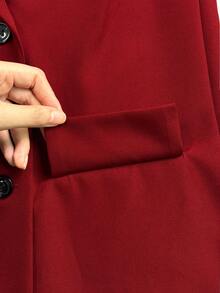 GlowEve Blazer informal de doble botonadura y sin mangas de unicolor - Rojo - Ver 4