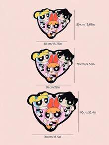THE POWERPUFF GIRLS X Joivida 1件授權卡通地毯，柔軟絨毛地板墊，可愛角色設計，舒適多彩家居裝飾，適合臥室、客廳、沙發或兒童房 - 彩色 - 查看 3