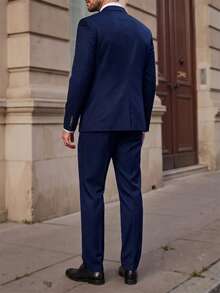 Manfinity Mode Men Single Button Blazer & Formal Suit Pants Formal, Ceremony - Blue - View 2